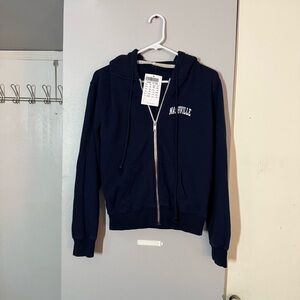 Brandy Melville Navy Zip Up Nashville Hooded Jacket